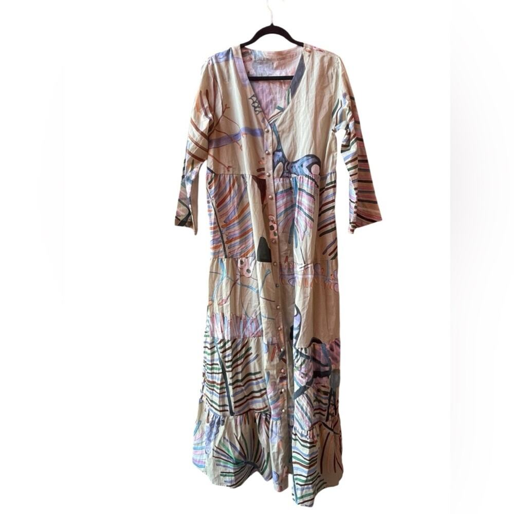 SOLER Pia Maxi Dress Palmera Print Size: L